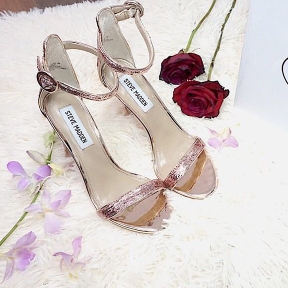 Steve Madden Shoes - Steve Madden Rose Gold Sequin Sandal Heels